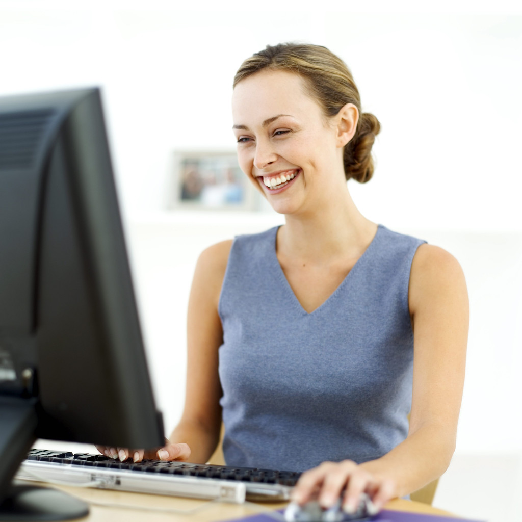 woman on computer